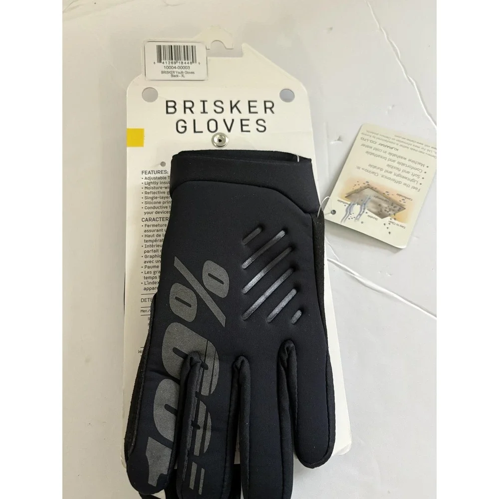 100% Brisker Youth Gloves XL Black Cold Weather MTB BMX Motocross‎ Cycling Bike